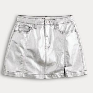 SO Silver High Rise Denim Mini Skirt Button Pockets‎ Size 1 Juniors Women